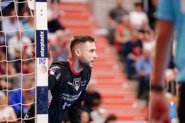 2 Handball Bundesliga, Matchday 6, Game 1: VfL Potsdam vs. TuS Ferndorf, Filip Baranasic (TuS Ferndorf), 99, on October 5, 2026, at the MBS Arena, Potsdam, Brandenburg, Germany