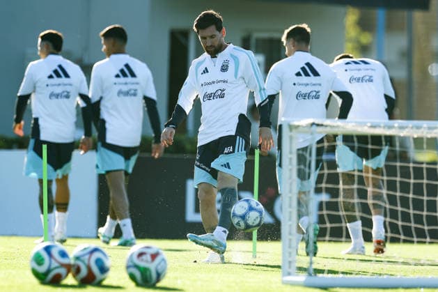 Argentina’s forward Lionel Messi takes part in a training session at the AFA (Argentine Football Association) training center in Ezeiza, Buenos Aires Province, on October 5, 2026, ahead of the upcoming friendly soccer matches against the Benin national team. Lionel Messi took part in the final training session of his professional career with the Argentine national team before his farewell match. Photo by Alejandro Pagni PHOTOxPHOTO EZEIZA ARGENTINA Copyright: xAlejandroxPAGNIx