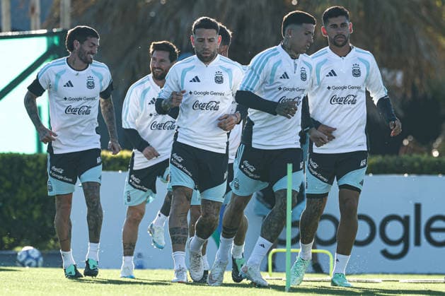 Argentina’s forward Lionel Messi and his teammates take part in a training session at the AFA (Argentine Football Association) training center in Ezeiza, Buenos Aires Province, on October 5, 2026, ahead of the upcoming friendly soccer matches against the Benin national team. Lionel Messi took part in the final training session of his professional career with the Argentine national team before his farewell match. Photo by Alejandro Pagni PHOTOxPHOTO Copyright: xAlejandroxPAGNIx