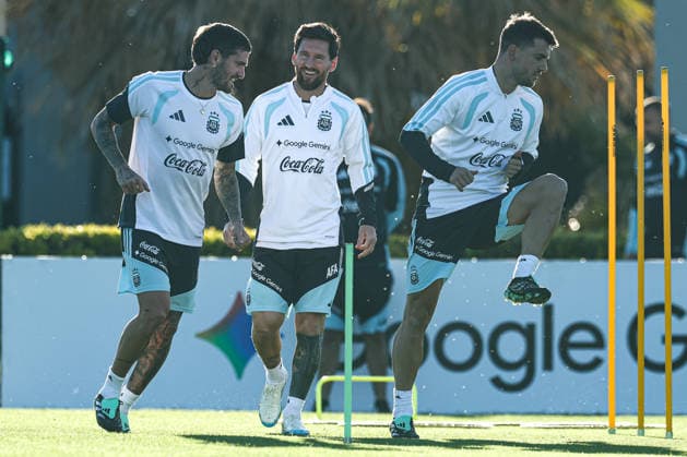 Argentina’s forward Lionel Messi and his teammates take part in a training session at the AFA (Argentine Football Association) training center in Ezeiza, Buenos Aires Province, on October 5, 2026, ahead of the upcoming friendly soccer matches against the Benin national team. Lionel Messi took part in the final training session of his professional career with the Argentine national team before his farewell match. Photo by Alejandro Pagni PHOTOxPHOTO Copyright: xAlejandroxPAGNIx
