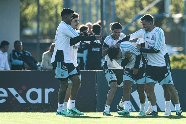 Argentina s players take part in a training session at the AFA (Argentine Football Association) training center in Ezeiza, Buenos Aires Province, on October 5, 2026, ahead of the upcoming friendly soccer matches against the Benin national team. Lionel Messi took part in the final training session of his professional career with the Argentine national team before his farewell match. Photo by Alejandro Pagni PHOTOxPHOTO Copyright: xAlejandroxPAGNIx