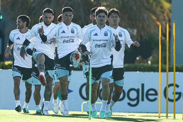 Argentina’s players take part in a training session at the AFA (Argentine Football Association) training center in Ezeiza, Buenos Aires Province, on October 5, 2026, ahead of the upcoming friendly soccer matches against the Benin national team. Lionel Messi took part in the final training session of his professional career with the Argentine national team before his farewell match. Photo by Alejandro Pagni PHOTOxPHOTO Copyright: xAlejandroxPAGNIx