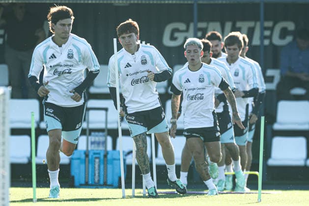 Argentina s players take part in a training session at the AFA (Argentine Football Association) training center in Ezeiza, Buenos Aires Province, on October 5, 2026, ahead of the upcoming friendly soccer matches against the Benin national team. Lionel Messi took part in the final training session of his professional career with the Argentine national team before his farewell match. Photo by Alejandro Pagni PHOTOxPHOTO Copyright: xAlejandroxPAGNIx