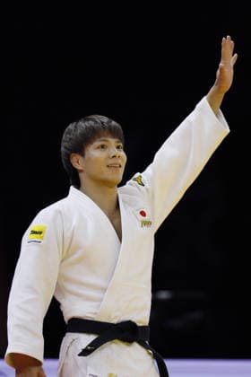 Judo: World championships Hifumi Abe of Japan reacts after beating David Garcia Torne of Spain in the men s 66-kilogram final at the judo world championships in Baku, Azerbaijan, on Oct. 5, 2026.  A14AA0005630220P
