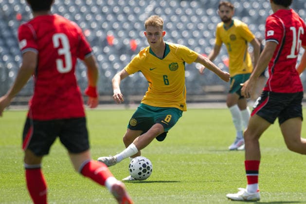 October 6, 2026, Gosford, Australia: Oliver Randazzo of Australia football team seen in action during the U23 International Friendlies match between Australia and Korea Republic held at polytec Stadium. Final score; Australia 2:2 Korea Republic. Gosford Australia - ZUMAs197 20261006_aaa_s197_008 Copyright: xLuisxVeniegrax