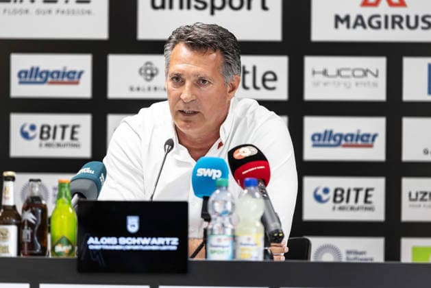 Press Conference: SSV Ulm 1846 Soccer – Introduction of Alois Schwartz, Soccer, Regionalliga Southwest, Donaustadion, Ulm, October 6, 2026; cropped single image, portrait of Alois Schwartz, SSV Ulm 1846 soccer, coach and sporting director; press conference, SSV Ulm 1846 soccer, introduction of Alois Schwartz, Soccer, Southwest Regional League, Donaustadion Ulm, October 26, 2006; Photo by Lucca Fundel, Ulm, Donaustadion, Baden-Württemberg, Germany
