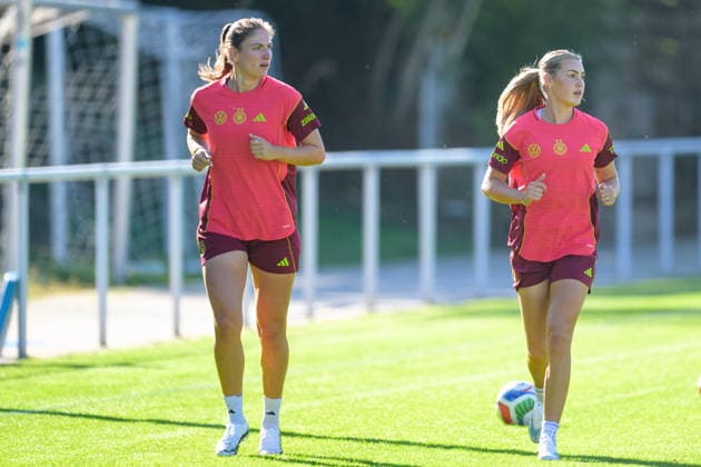 Soccer, National Team, Women, 20261006, Fraining DFB Women Pictured from left: Melissa Kössler (Germany) and Marie Müller (Germany), Eppelheim ASV, Eppelheim, Baden-Württemberg, Germany Copyright: Passion2Press MarkusxFischerx