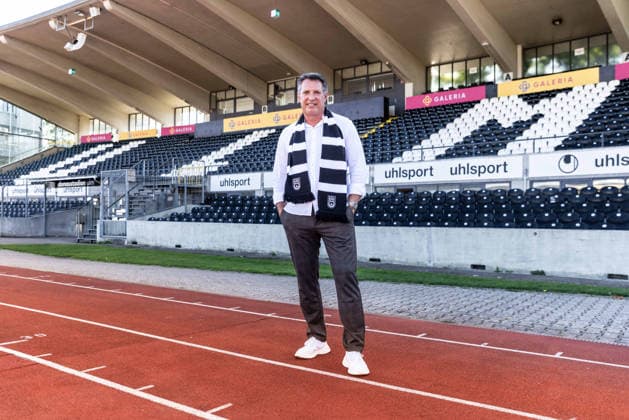 Press Conference: SSV Ulm 1846 Soccer – Introduction of Alois Schwartz, Soccer, Southwest Regional League, Donaustadion Ulm, October 6, 2026—Alois Schwartz, SSV Ulm 1846 soccer coach and sporting director, at the Donaustadion Ulm press conference for the SSV Ulm 1846 soccer team’s introduction of Alois Schwartz, Soccer, Regionalliga Southwest, Donaustadion Ulm, October 26, 2006; Photo by Lucca Fundel, Ulm, Donaustadion, Baden-Württemberg, Germany