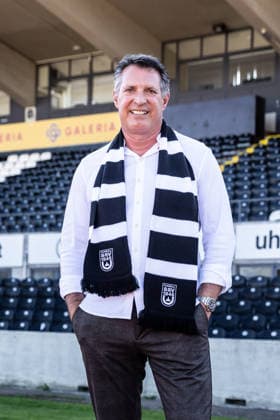 Press Conference: SSV Ulm 1846 Soccer – Introduction of Alois Schwartz, Soccer, Southwest Regional League, Donaustadion Ulm, October 6, 2026—Alois Schwartz, SSV Ulm 1846 soccer coach and sporting director, at the Donaustadion Ulm press conference for the SSV Ulm 1846 soccer team’s introduction of Alois Schwartz, Soccer, Regionalliga Southwest, Donaustadion Ulm, October 26, 2006; Photo by Lucca Fundel, Ulm, Donaustadion, Baden-Württemberg, Germany