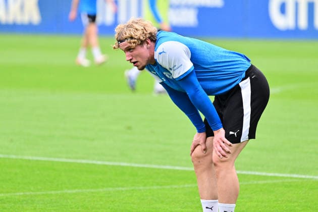 October 6, 2026, Soccer, Men s, 2nd Division Bundesliga, 2026–2027 Season, Holstein Kiel Training: KSV’s Lasse Rosenboom Returns to the Training Field Exhausted After a Long Injury; Kiel, near Holstein Stadium Projensdorf, Training Center, Northern Schleswig-Holstein, Germany