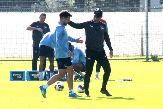 October 6, 2026, Germany, Soccer, 2. Bundesliga, 2026–2027 season, Sportforum, Hertha BSC, Head Coach Stefan Leitl leading Hertha BSC Berlin in training, Josip Brekalo, Hertha BSC Berlin. DFB and DFL regulations prohibit any use of photographs as image sequences and or quasi-video. nordphoto GmbH, Engler, Berlin; Sportforum, Berlin, Germany Copyright: xNordphotox xEnglerx