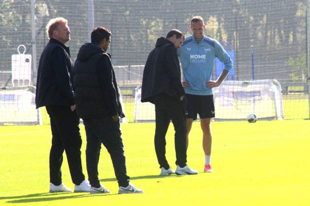 October 6, 2026, Germany, Soccer, 2. Bundesliga, 2026–2027 season, Sportforum, Hertha BSC, Training with Benjamin Weber, Sports Director, Hertha BSC Berlin, Gustaf Nilsson, Hertha BSC Berlin, 2nd Division, DFB and DFL regulations prohibit any use of photographs as image sequences and or quasi-video. nordphoto GmbH, Engler, Berlin, Sportforum, Berlin, Germany Copyright: xNordphotox xEnglerx
