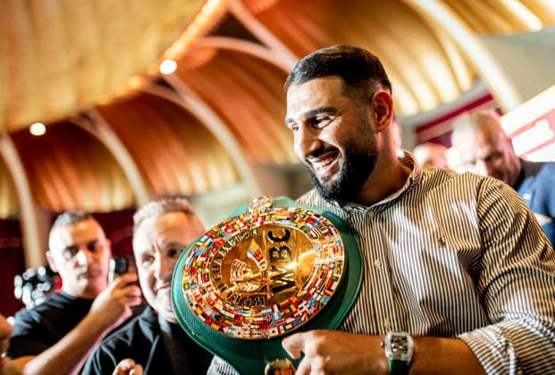 Düsseldorf, Germany, Oct. 6, 2026: Agit Kabayel Holds Press Conference with World Championship Belt—Agit Kabayel (GER) vs. Nelson Hysa (ALB), Oct. 6, 2026
