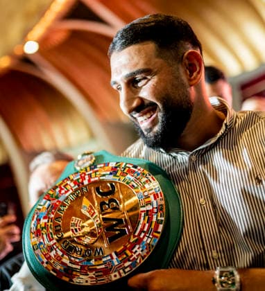 Düsseldorf, Germany, Oct. 6, 2026: Agit Kabayel Holds Press Conference with World Championship Belt—Agit Kabayel (GER) vs. Nelson Hysa (ALB), Oct. 6, 2026