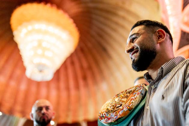 Düsseldorf, Germany, Oct. 6, 2026: Agit Kabayel Holds Press Conference with World Championship Belt—Agit Kabayel (GER) vs. Nelson Hysa (ALB), Oct. 6, 2026
