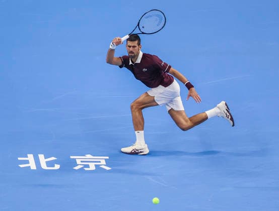 (261006) -- BEIJING, Oct. 6, 2026 -- Novak Djokovic of Serbia hits a return during the men s singles final match against Alex de Minaur of Australia at 2026 China Open tennis tournament in Beijing, China, Oct. 6, 2026. (Photo by Xinhua) (SP)CHINA-BEIJING-TENNIS-CHINA OPEN-MEN S SINGLES-FINAL(CN) MaxZihan 