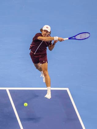 (261006) -- BEIJING, Oct. 6, 2026 -- Alex de Minaur of Australia hits a return during the men s singles final match against Novak Djokovic of Serbia at 2026 China Open tennis tournament in Beijing, China, Oct. 6, 2026. (Photo by Xinhua) (SP)CHINA-BEIJING-TENNIS-CHINA OPEN-MEN S SINGLES-FINAL(CN) MaxZihan 