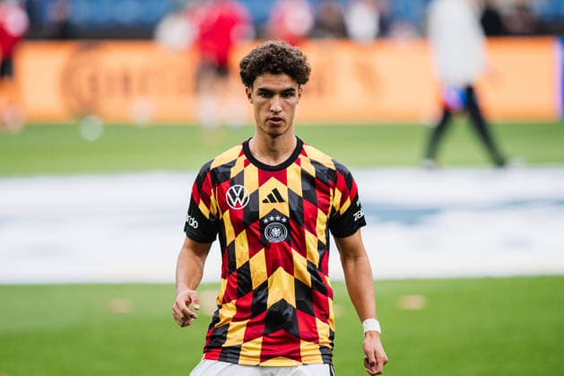 U-21 European Championship Qualifier: Germany vs. Georgia, October 6, 2026; Noah Darvich, Germany, 17; Soccer; U-21 European Championship Qualifier, Matchday 10: Germany vs. Georgia on October 6, 2026; Bielefeld DFB REGULATIONS PROHIBIT ANY USE OF PHOTOGRAPHS AS IMAGE SEQUENCES AND OR QUASI-VIDEO Copyright: xBEAUTIFULxSPORTS Tonhäuserx