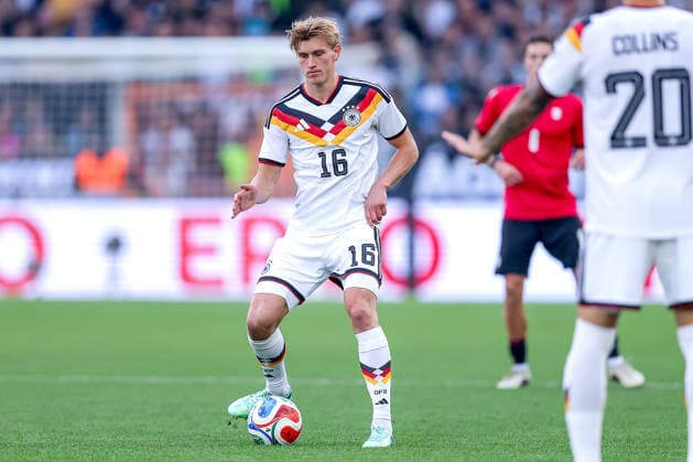October 6, 2026, Soccer, U-21 international match, Germany vs. Georgia, 2027 U-21 European Championship Qualifiers, Almstadion Bielefeld, Aljoscha Kemlein, U-21 GER 16. DFB regulations prohibit any use of photographs as image sequences and or quasi-video. North Rhine-Westphalia, Germany