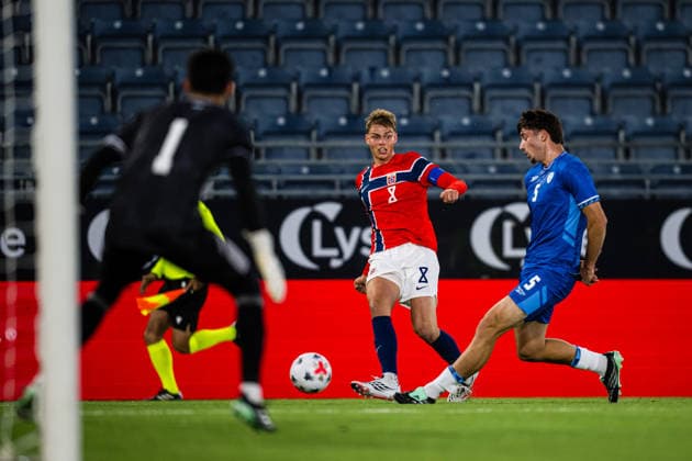 October 6, 2026: Jens Hjerto Dahl of Norway during the UEFA European Under-21 Qualifier soccer match between Norway and Israel on October 6, 2026 in Stavanger. Photo by Marius Simensen. BILDBYRAN COP 238 bbeng em qualifiers football soccer Israel Norway U21 UEFA Euro Under-21 Qualifiers  Copyright: MARIUSxSIMENSEN BB261006BB591