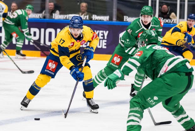 October 6, 2026: Ken Jäger of Davos during the CHL game between Rögle and Davos on October 6, 2026 in Ängelholm. Photo by Niclas Jönsson, BILDBYRAN COP 273 NO0449 ice hockey CHL Champions Hockey League Rögle Davos Rögle BBENG ice hockey CHL Champions Hockey League Rögle Davos Rögle BBENG  Copyright: NICLASxJÖNSSON BB261006NO040