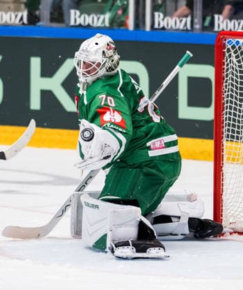 October 6, 2026: Goaltender Calle Clang of Rögle during the CHL game between Rögle and Davos on October 6, 2026 in Ängelholm. Photo by Niclas Jönsson, BILDBYRAN COP 273 NO0449. ice hockey, CHL, Champions Hockey League, Rögle, Davos, Rögle BBENG. ice hockey, CHL, Champions Hockey League, Rögle, Davos, Rögle BBENG.  Copyright: NICLASxJÖNSSON BB261006NO045