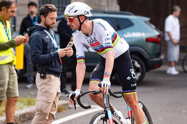 CYCLING - Road cycling, Rad, Radsport, Strasse - Tre Valli Varesine Photo by IPA ABACAPRESS.COM89374877 - Brandon Mcnulty of UAE TEAM EMIRATES XRG at the start of the 2026 Tre Valli Varesine in Busto Arsizio, Italy, on October 6, 2026 Varese Italy  Copyright: xIPAxSport ABACAx