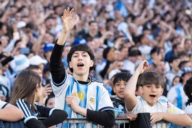 Argentine fans celebrate in the stands before the International Friendly, Länderspiel, Nationalmannschaft football match between Argentina and Benin, at the Estadio Monumental Antonio V. Liberti, on October 6, 2026, in Buenos Aires, Argentina. Lionel Messi will play his last match for Argentina after announcing his retirement from the national team, Nationalteam Richard Callis Fotoarena (Richard Callis SPP) Copyright: xRichardxCallisx xSPPx spp-en-RiCa-3026036