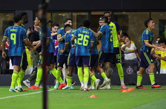 International soccer friendly - Colombia vs. Peru Team Colombia celebrate their goal during the international soccer friendly between Colombia and Peru at Nu Stadium in Miami, Florida, USA, 06 October 2026. MIAMI FLORIDA United States  Copyright: xCRISTOBALxHERRERA-ULASHKEVICHx