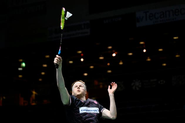 Anders Antonsen of Denmark in action during the badminton Clash of Clans Arctic Open 2026 tournament in Vantaa, Finland, on October 7, 2026. - ANTTI AIMO-KOIVISTO Vantaa Finland KgQbVk_6DIg  Copyright: xAnttixAimo-Koivistox KgQbVk_6DIg