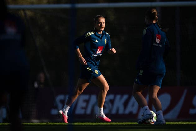 October 7, 2026: Amanda Nildén of the Swedish women’s national soccer team during a training session on October 7, 2026 in Stockholm. Photo by Emma Wallskog, BILDBYRAN, code EW EW0716: soccer, football, fotball, World Cup qualifiers, FIFA Women’s World Cup qualifier, training, Sweden, women’s soccer, BBENG  Copyright: EMMAxWALLSKOG BB261007EW028