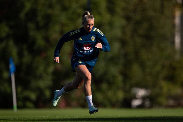 October 7, 2026: Stina Blackstenius of the Swedish women’s national soccer team during a training session on October 7, 2026 in Stockholm. Photo by Emma Wallskog, BILDBYRAN, code EW EW0716: soccer, football, fotball, World Cup qualifiers, FIFA Women’s World Cup qualifier, training, Sweden, women’s soccer, bbeng  Copyright: EMMAxWALLSKOG BB261007EW035