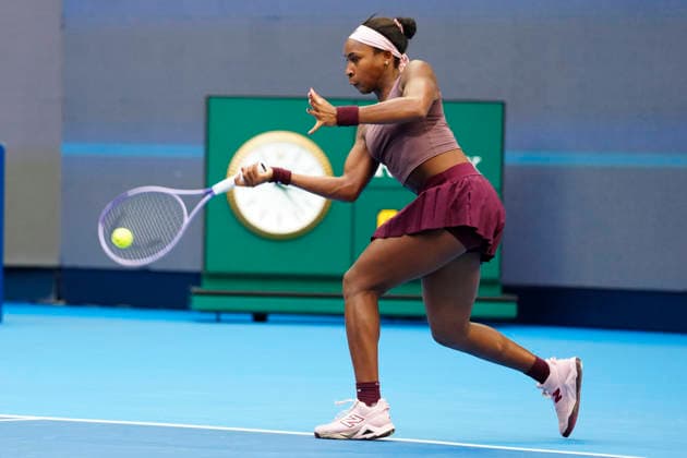 2026 China Open Women s Singles Round of 16 match in Beijing - 07 Oct. Coco Gauff of the United States seen in action against Elise Mertens of Belgium (Not in picture) during Women s Singles Round of 16 match on day eight of China Open at the National Tennis Center. Beijing China Copyright: xPolyxFeix xSOPAxImagesx 20261007_6137_106