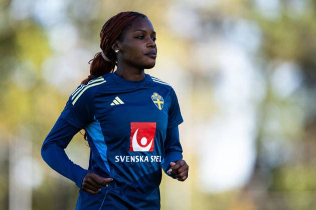 October 7, 2026: Evelyn Ijeh of the Swedish women’s national soccer team during a training session on October 7, 2026 in Stockholm. Photo by Emma Wallskog, BILDBYRAN. Code: EW EW0716. soccer, football, fotball, World Cup qualifiers, FIFA Women’s World Cup qualifiers, training, Sweden, women’s soccer, BBENG  Copyright: EMMAxWALLSKOG BB261007EW043