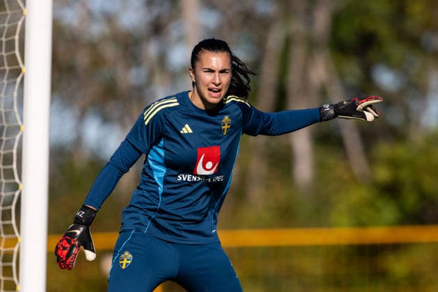 October 7, 2026: Goalkeeper Zecira Musovic of the Swedish women’s national soccer team during a training session on October 7, 2026 in Stockholm. Photo by Emma Wallskog, BILDBYRAN, code EW EW0716: soccer, football, soccer, World Cup qualifiers, FIFA Women’s World Cup qualifiers, training, Sweden, women’s soccer  Copyright: EMMAxWALLSKOG BB261007EW052