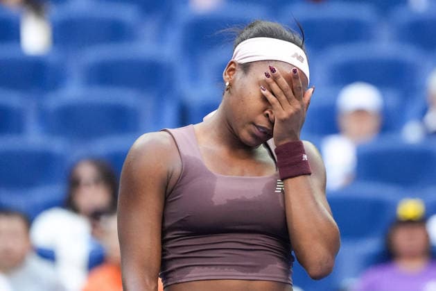 (261007) -- BEIJING, Oct. 7, 2026 -- Coco Gauff reacts during the women s singles fourth round match between Coco Gauff of the United States and Elise Mertens of Belgium at 2026 China Open tennis tournament in Beijing, China, Oct. 7, 2026. ) (SP)CHINA-BEIJING-TENNIS-CHINA OPEN-WOMEN S SINGLES (CN) JuxHuanzong 