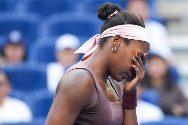 (261007) -- BEIJING, Oct. 7, 2026 -- Coco Gauff reacts during the women s singles fourth round match between Coco Gauff of the United States and Elise Mertens of Belgium at 2026 China Open tennis tournament in Beijing, China, Oct. 7, 2026. ) (SP)CHINA-BEIJING-TENNIS-CHINA OPEN-WOMEN S SINGLES (CN) JuxHuanzong 