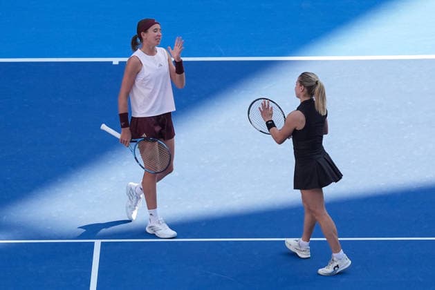 (261007) -- BEIJING, Oct. 7, 2026 -- Nikola Bartunkova(L) Maja Chwalinska react during the women s doubles round of 16 match between Katerina Siniakova(the Cezch Republic) Zhang Shuai(China) and Nikola Bartunkova(the Cezch Republic) Maja Chwalinska(Poland) at 2026 China Open tennis tournament in Beijing, China, Oct. 7, 2026. ) (SP)CHINA-BEIJING-TENNIS-CHINA OPEN-WOMEN S DOUBLES (CN) JuxHuanzong 
