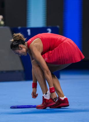 (261007) -- BEIJING, Oct. 7, 2026 -- Zheng Qinwen gestures during the women s singles fourth round match between Zheng Qinwen of China and Alina Charaeva of Armenia at 2026 China Open tennis tournament in Beijing, China, Oct. 7, 2026. ) (SP)CHINA-BEIJING-TENNIS-CHINA OPEN-WOMEN S SINGLES (CN) SunxFei 