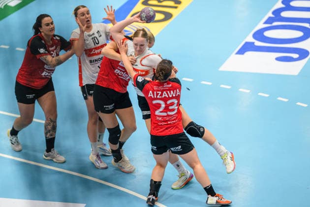 Marcela Arounian, Thuringer HC, 36; Maxi Muehlner, HSG Blomberg Lippe, 10; A. Bra Oddsdottir Hagalin, Thuringer HC, 06, Nieke Kuehne, HSG Blomberg Lippe, 09, Natsuki Aizawa, Thueringer HC, 23 GER, Thueringer HC vs. HSG Blomberg Lippe, Handball, Alsco Women’s Handball Bundesliga, 2026–2027 season, Matchday 5, Sunday, 7:30 p.m., October 7, 2026 GER, Thuringer HC vs. HSG Blomberg Lippe, Handball, Alsco Women’s Handball Bundesliga, 2026–2027 Season, Matchday 5, Sunday, 7:30 p.m., October 7, 2026, Bad Langensalza Copyright: xMartinxHerbstx