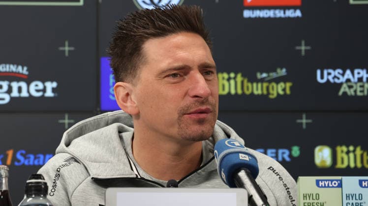 October 8, 2026, xrekx, Soccer, Bundesliga 1, SV Elversberg Press Conference with Vincent Wagner (left) Vincent Wagner, Coach of SV 07 Elversberg, Elversberg