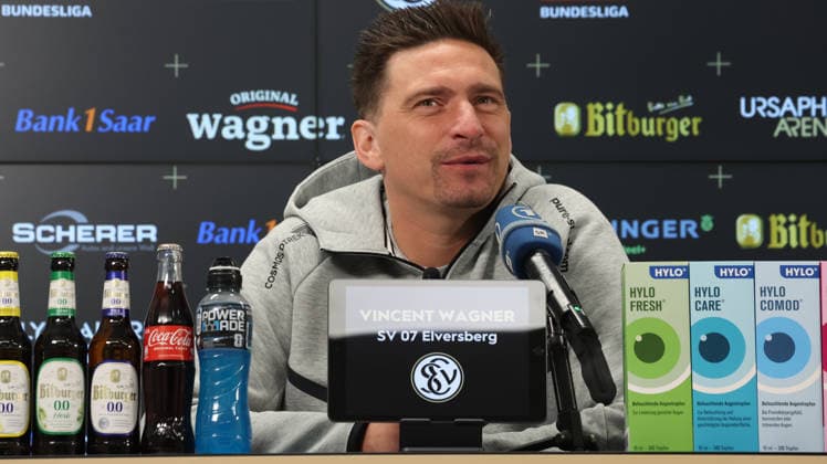 October 8, 2026, xrekx, Soccer, Bundesliga 1, SV Elversberg Press Conference with Vincent Wagner (left) Vincent Wagner, Coach of SV 07 Elversberg, Elversberg