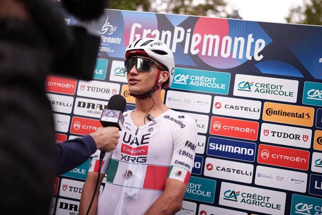 Mexico s Isaac Del Toro Romero of UAE Team Emirates XRG during the 110th edition of the Gran Piemonte 2026 a 185 km one day race from Asti to Bra on October 08, 2026, Italy.  Copyright: xMarcoxAlpozzi LaPressex