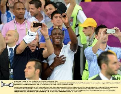 Football, EURO 2012, Enoch, brother of Mario Balotelli, in the stadium