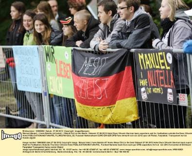 Football, EURO 2012, German fans in front of the DFB team's quarters in Gdansk