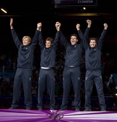 OLYMPIA 2012, fencing, foil, team competition, award ceremony, gold to Italy