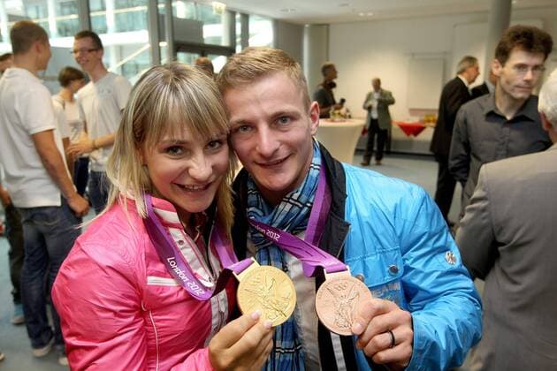 OLYMPIA 2012, reception for the German cycling sprinters Enders and Vogel