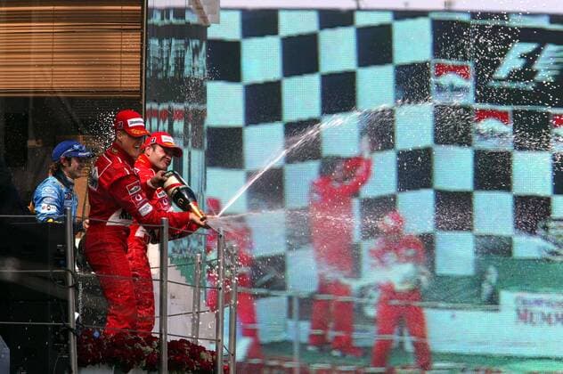 Motorsport, Formula 1, Spanish GP, Michael Schumacher celebrates 5th win in a row