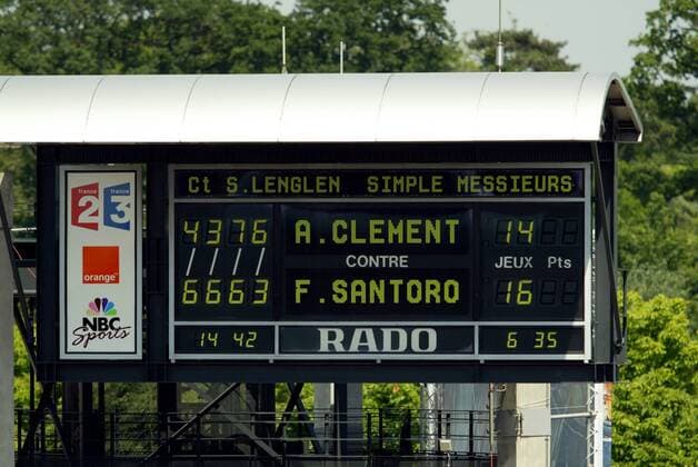 Tennis, French Open, marathon match Santoro vs. Clement, also Federer, Navratilova and Serena Williams