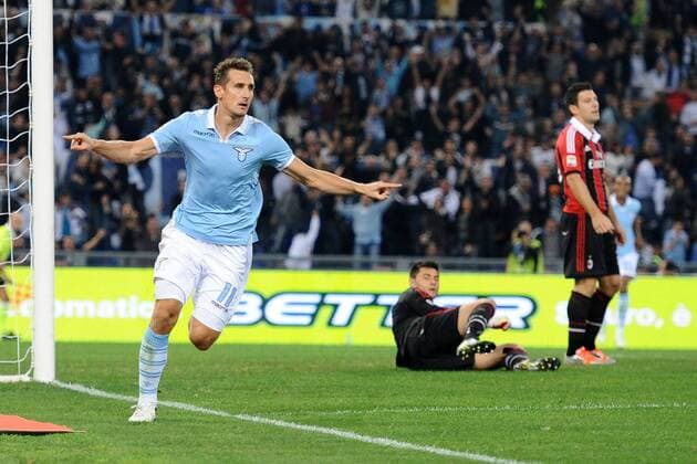 Football, Italy, Serie A, Lazio Roma - AC Milan 3:2, Klose scores
